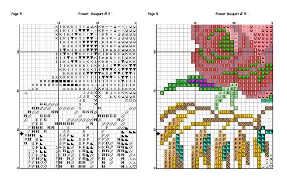 Flower Bouquet 5 Cross Stitch Pattern PDF Nature Cross 
