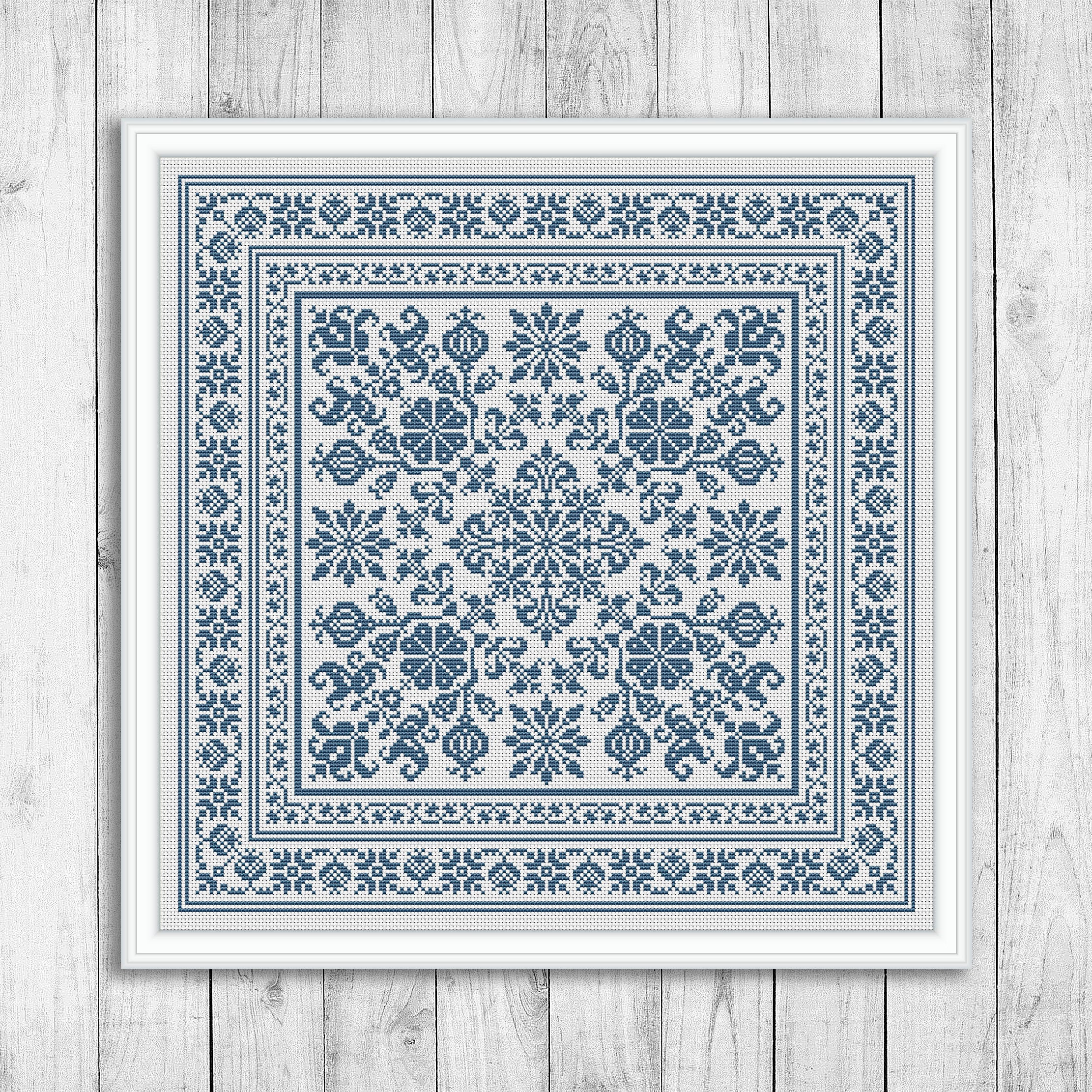Sampler Cross Stitch Pattern, Flowers Cross Stitch Pattern, Modern Cross Stitch Pattern, Folk Style Embroidery Sampler, Instant Download PDF