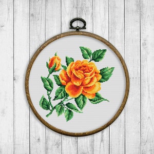 Modern Cross Stitch Pattern, Rose Cross Stitch Pattern, Flower Cross Stitch Pattern, Floral Cross Stitch Patterns, Instant Download PDF