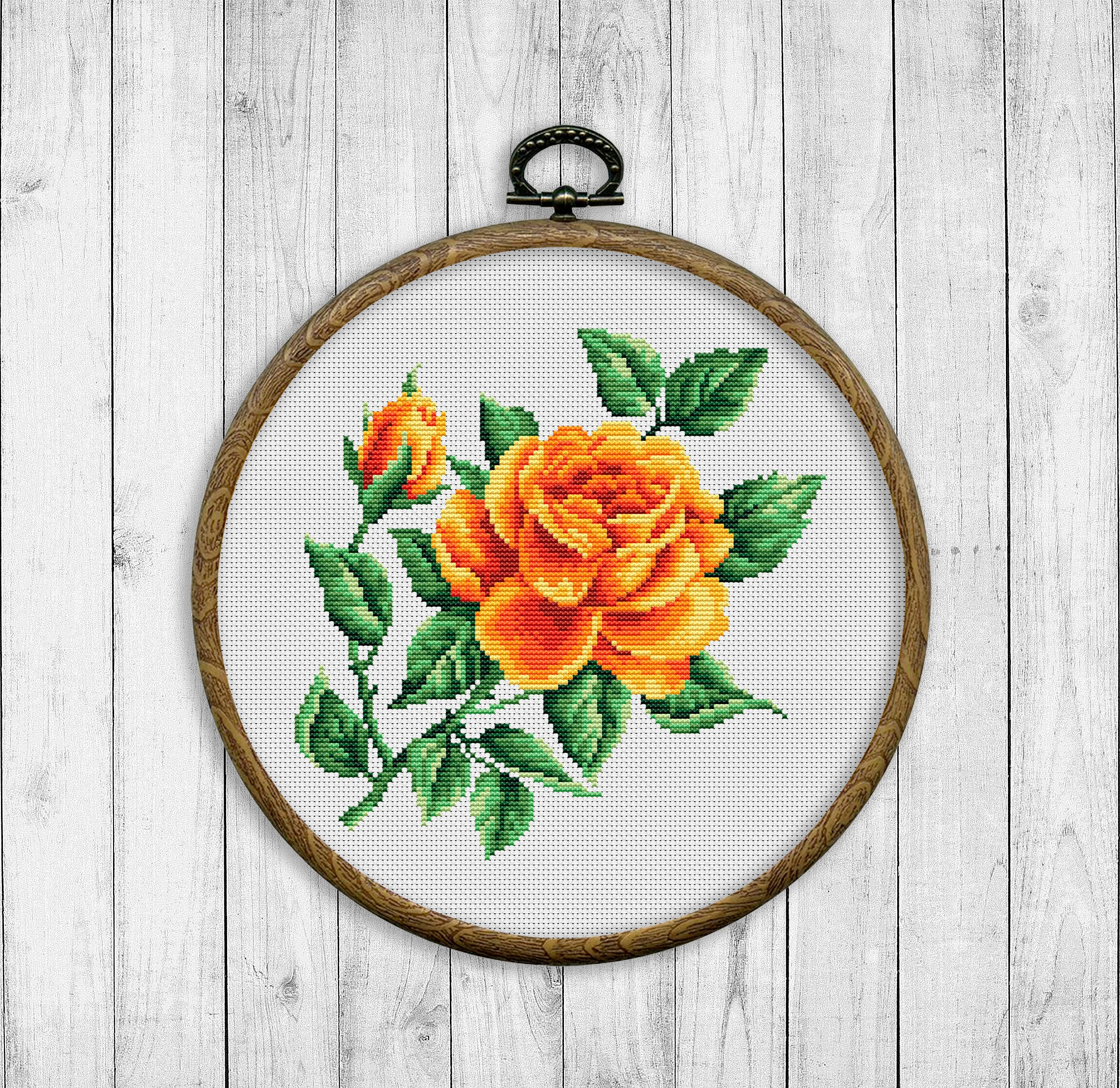 Modern Cross Stitch Pattern, Rose Cross Stitch Pattern, Flower