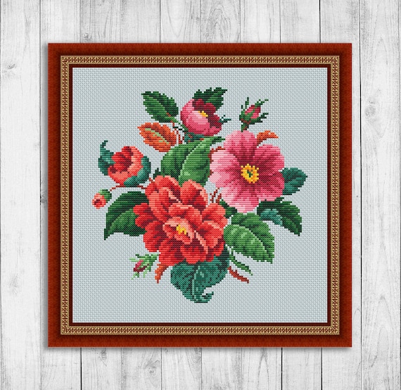 Vintage Wild Roses Cross Stitch Pattern, Embroidery Rose, Rose