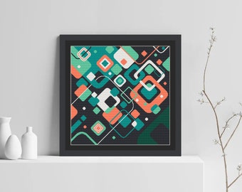 Abstrakcyjny wzór krzyżykowy, nowoczesny wzór krzyżykowy, wzór krzyżykowy art deco, geometryczny wzór ornamentu, natychmiastowe pobranie pliku PDF