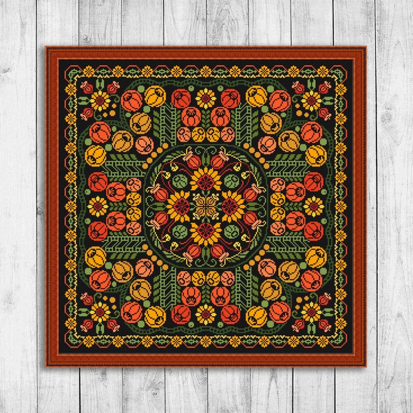 Sampler Cross Stitch Pattern, Autumn Modern Cross Stitch Pattern, Cross Stitch Patterns,  Sunflower Cross Stitch, Pumpkin Embroidery Sampler