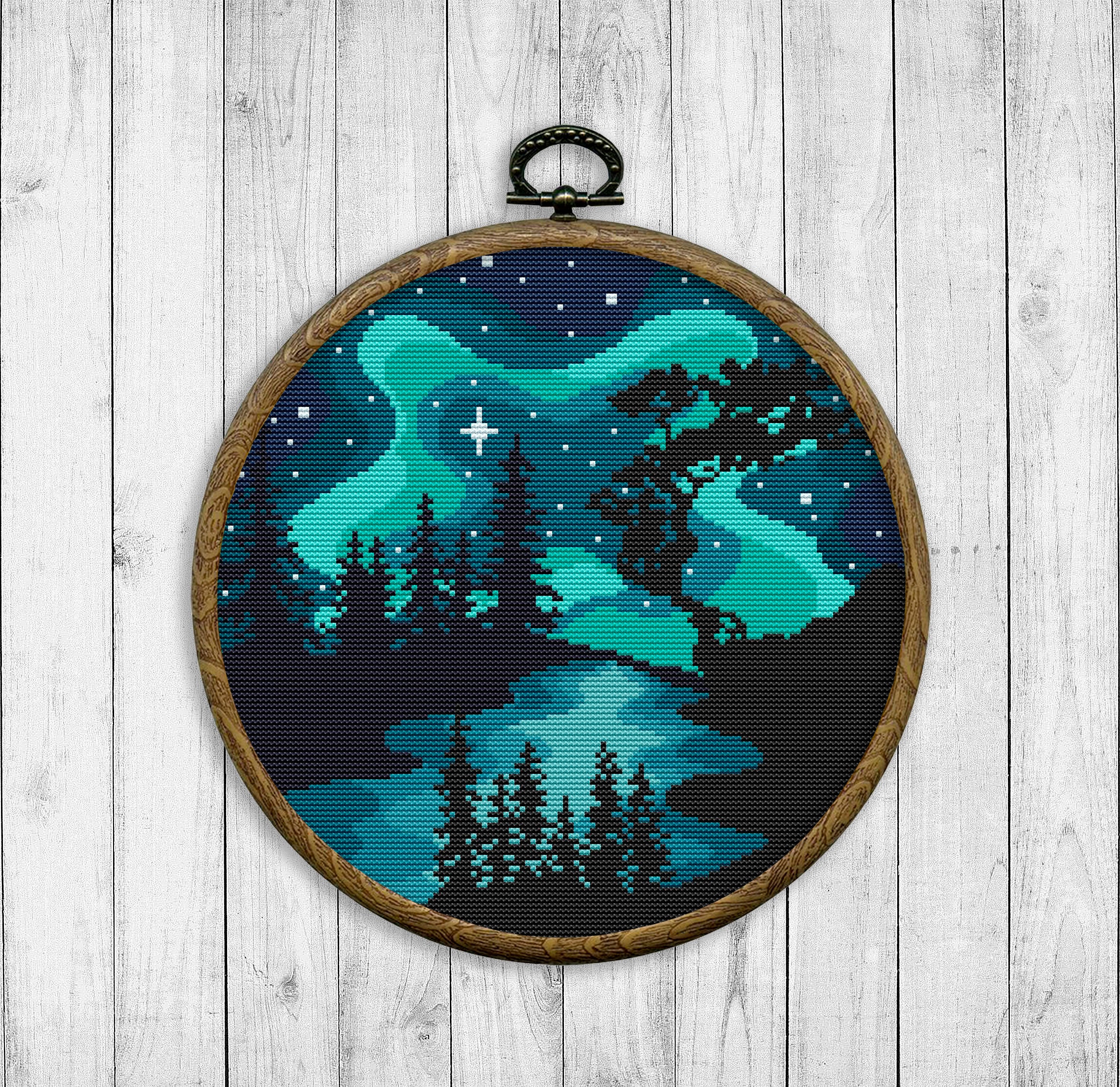 Landscape Embroidery Art Encapsulates the Beauty of the Northern Lights