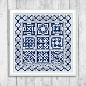Cross Stitch Pattern Sampler, Modern Cross Stitch Pattern, Celtic Cross Stitch Pattern, Monochrome Cross Stitch Pattern, Celtic Knot