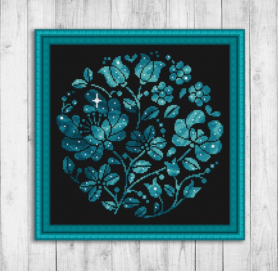 The Gentle Rain Flowers Counted Cross Stitch Pattern Showers Nature Pattern Only Ducklings The Blue Flower Garden Decor Needlepoint Sewing Needlecraft