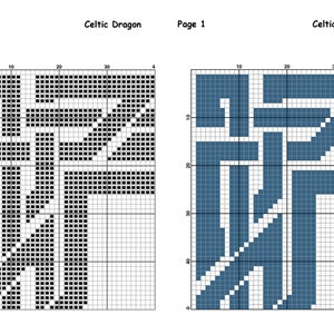 Dragon Cross Stitch Pattern, Sampler Cross Stitch Pattern, Celtic Cross Stitch, Moon, Modern Cross Stitch, Monochrome, Instant Download PDF image 10