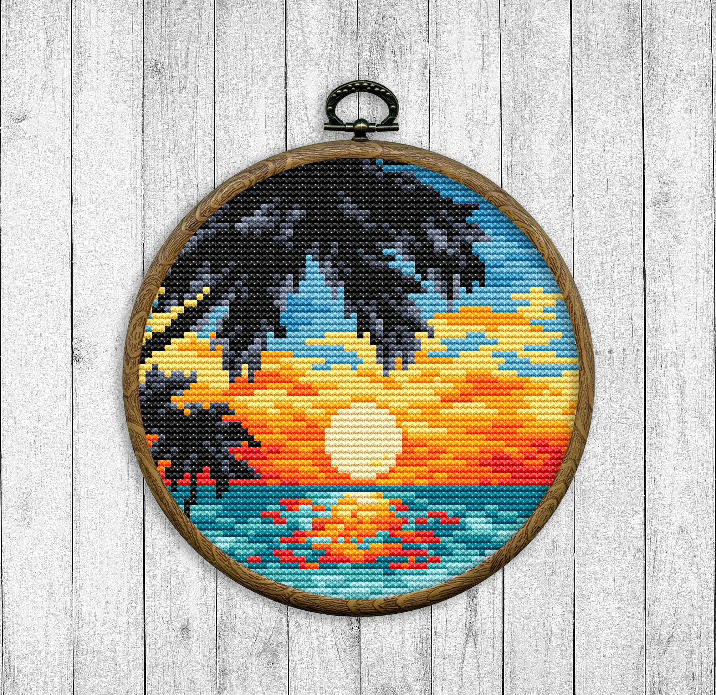 クロスステッチ　超大判　緑の木の風景 完成品 激安挑戦/厳選品質】 クロスステッチキット 刺繍キット 森林大樹