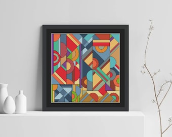 Abstrakcyjny wzór krzyżykowy, nowoczesny wzór krzyżykowy, wzór krzyżykowy art deco, geometryczny wzór ornamentu, natychmiastowe pobranie pliku PDF