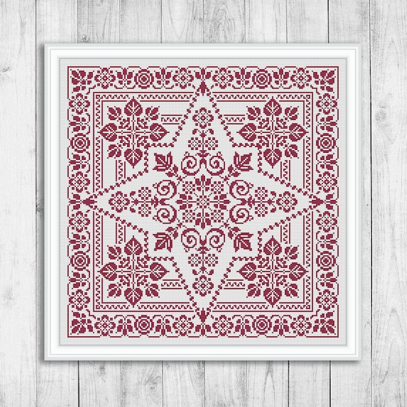 Sampler Cross Stitch Pattern, Modern Cross Stitch Pattern, Flowers