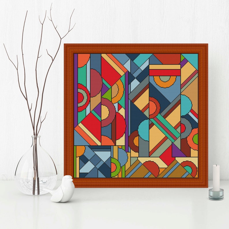 Abstract Cross Stitch Pattern, Modern Cross Stitch Pattern, Art Deco ...