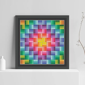 Rainbow Cross Stitch Pattern, Modern Cross Stitch Pattern, Tile Cross Stitch Pattern, Geometric Ornament Cross Stitch, Instant Download PDF