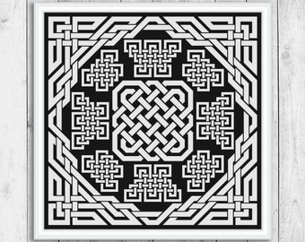 Cross Stitch Pattern Sampler, Modern Cross Stitch Pattern, Celtic Cross Stitch Pattern, Monochrome Cross Stitch Pattern, Celtic Knot