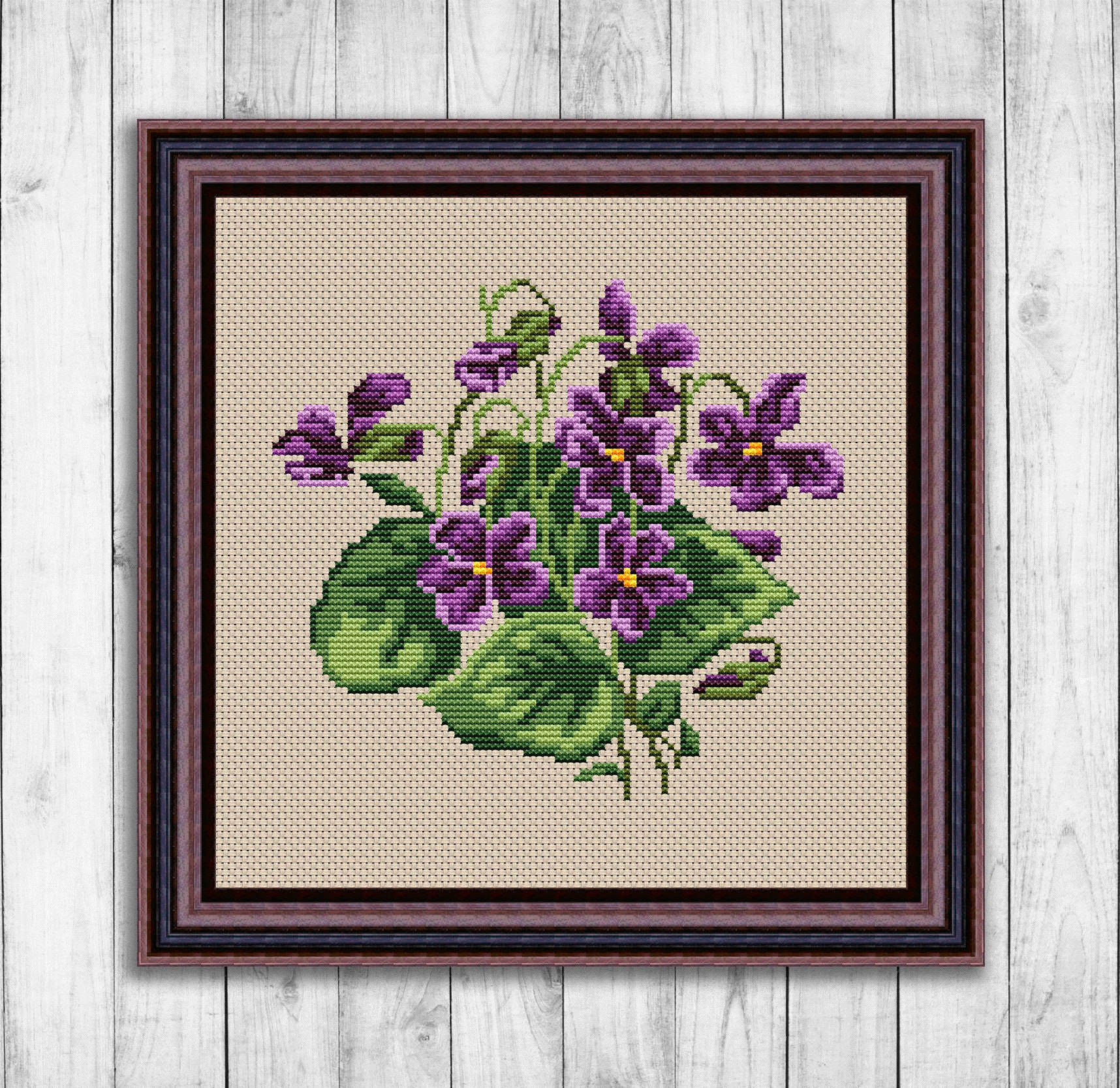 Spring Flower Violets Cross Stitch Pattern Modern Embroidery
