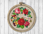 Vintage Wreath 5 Cross Stitch Pattern, Flowers Cross Stitch Pattern, Antique Flowers, Flower Wreath, Modern Embroidery Flowers, Home Decor