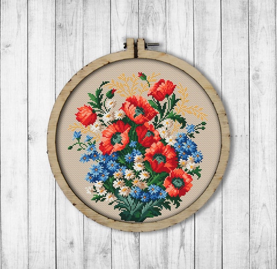 HOME - Four Letter Floral Modern Cross Stitch Kit - Picking Daisies