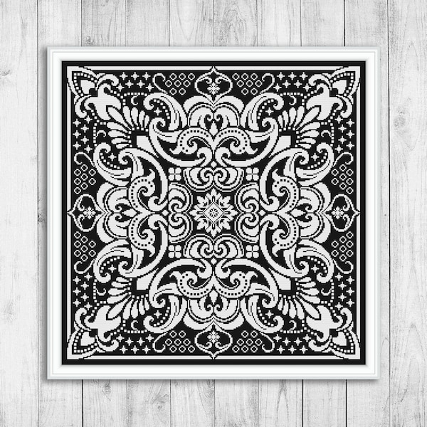 Cross Stitch Pattern Sampler, Modern Cross Stitch Pattern, Monochrome Cross Stitch Pattern, Flower Cross Stitch Pattern, Modern Embroidery