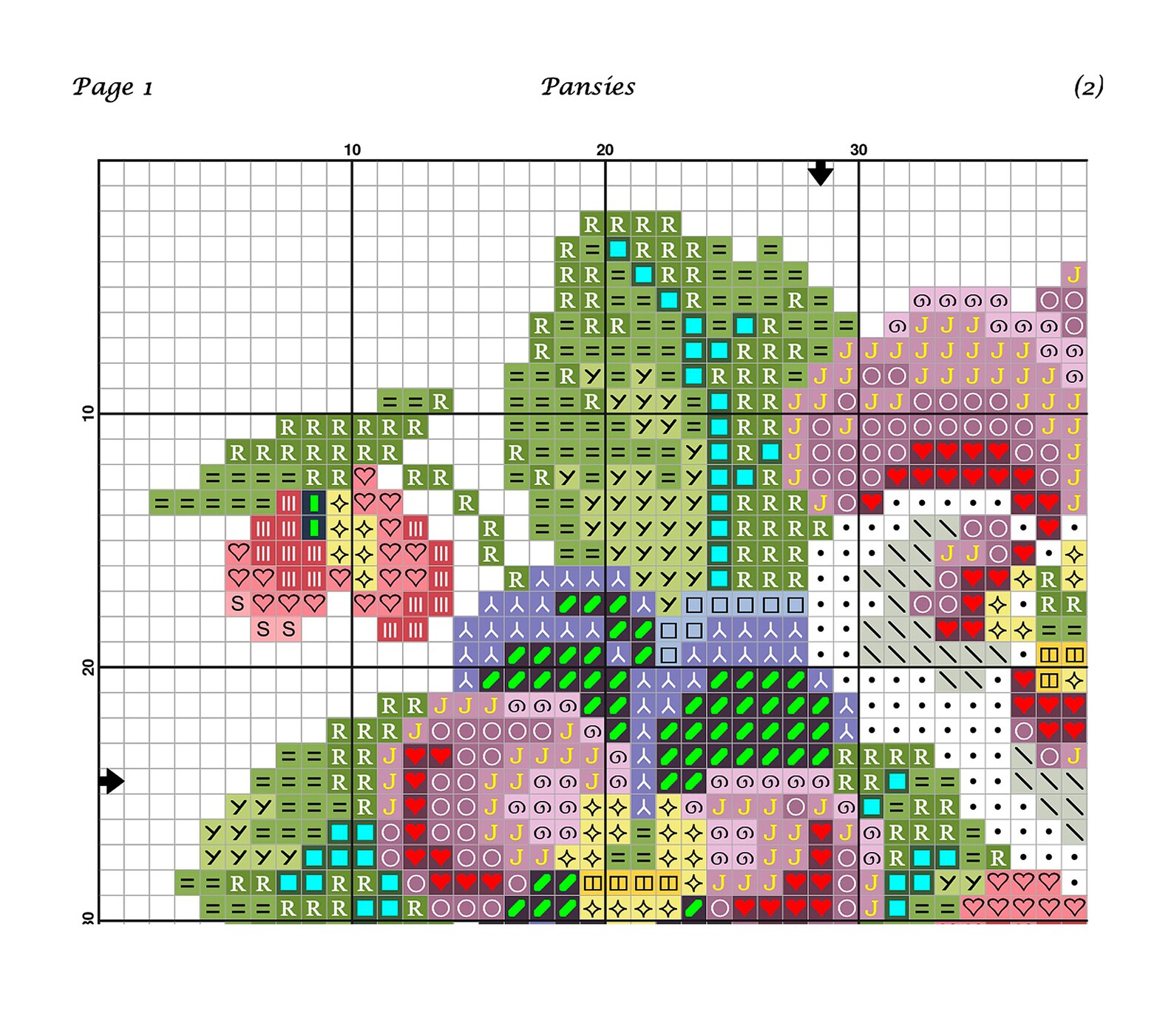 Pansies Cross Stitch Pattern Pansy Cross Stitch Pattern Etsy