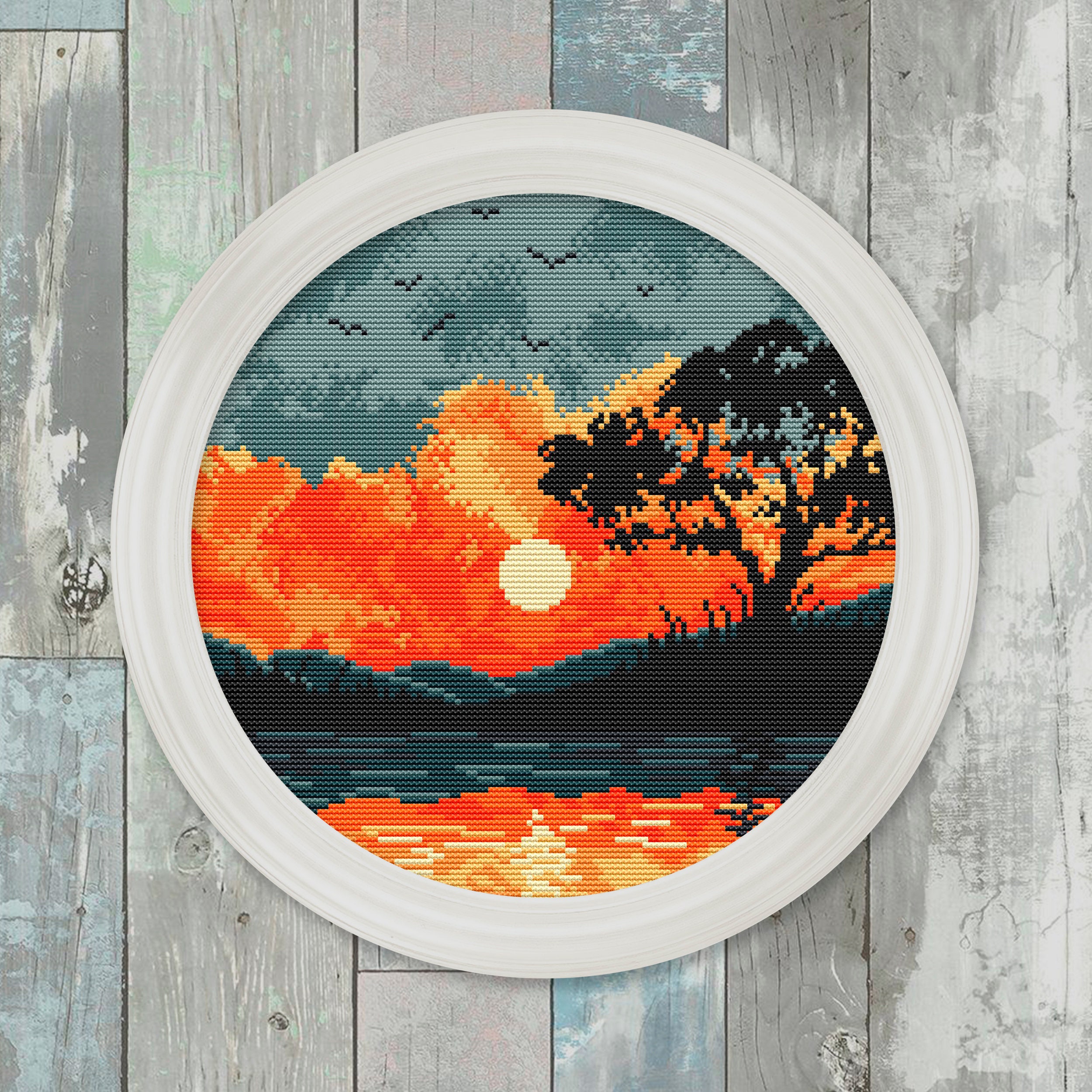 Nature Cross Stitch Pattern, Sunset Cross Stitch Pattern, Mountain
