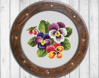 パンジーのクロスステッチパターン、パンジーのクロスステッチ