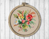 Vintage Flowers 6 Cross Stitch Pattern, Wild Flower Bouquet Cross Stitch Pattern, Victorian Flowers Cross Stitch Pattern, Berlin Woolwork
