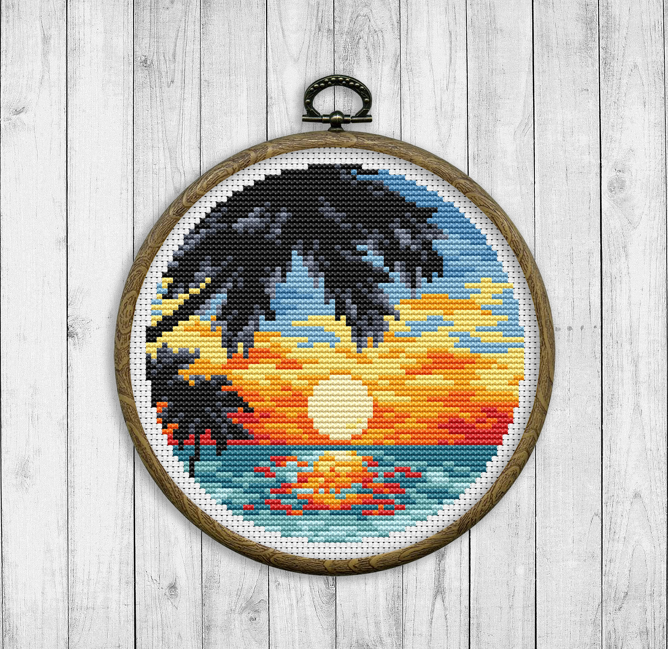 Paysage Cross Stitch Pattern, Nature Compté Cross Stitch Chart