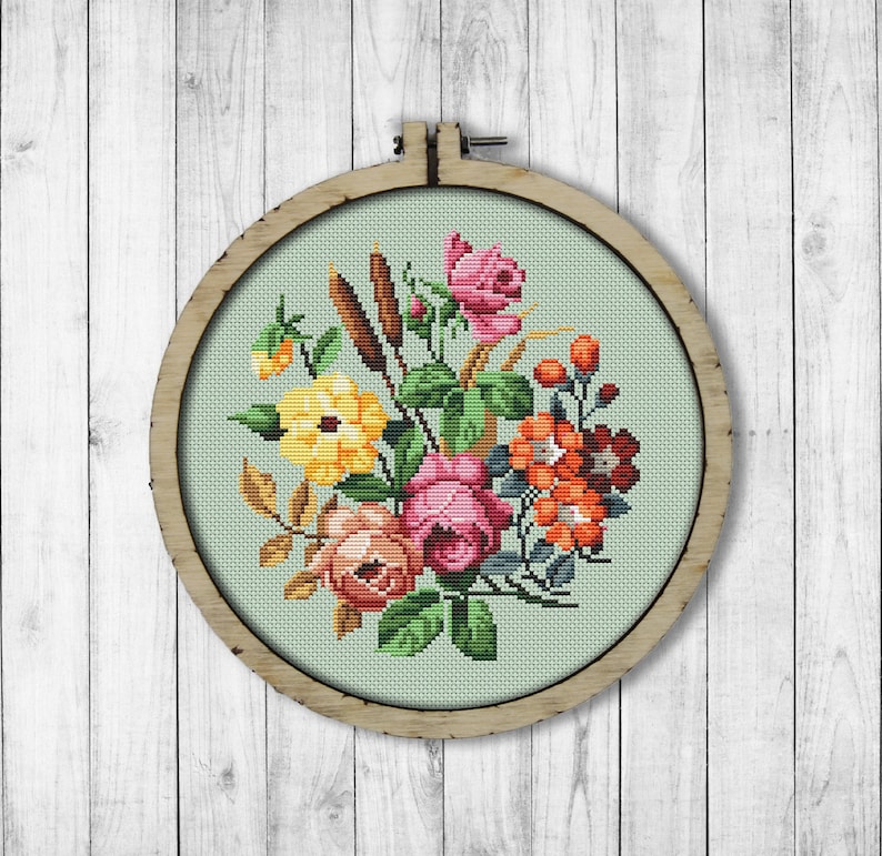 Modern Embroidery Flowers Vintage Bouquet Cross Stitch Pattern Flowers Cross Stitch Pattern Vintage Flowers Home Decor Flowers Bouquet Sewing Fiber Crewel Efp Osteology Org
