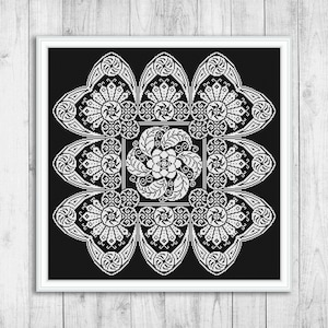 Cross Stitch Pattern Sampler, Modern Cross Stitch Pattern, Monochrome Cross Stitch Pattern, Lace Embroidery Sampler, Instant Download PDF