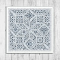 Sampler Cross Stitch Pattern, Flower Cross Stitch Chart, Tile Embroidery Sampler, Cross Stitch Patterns, Monochrome, Instant Download PDF