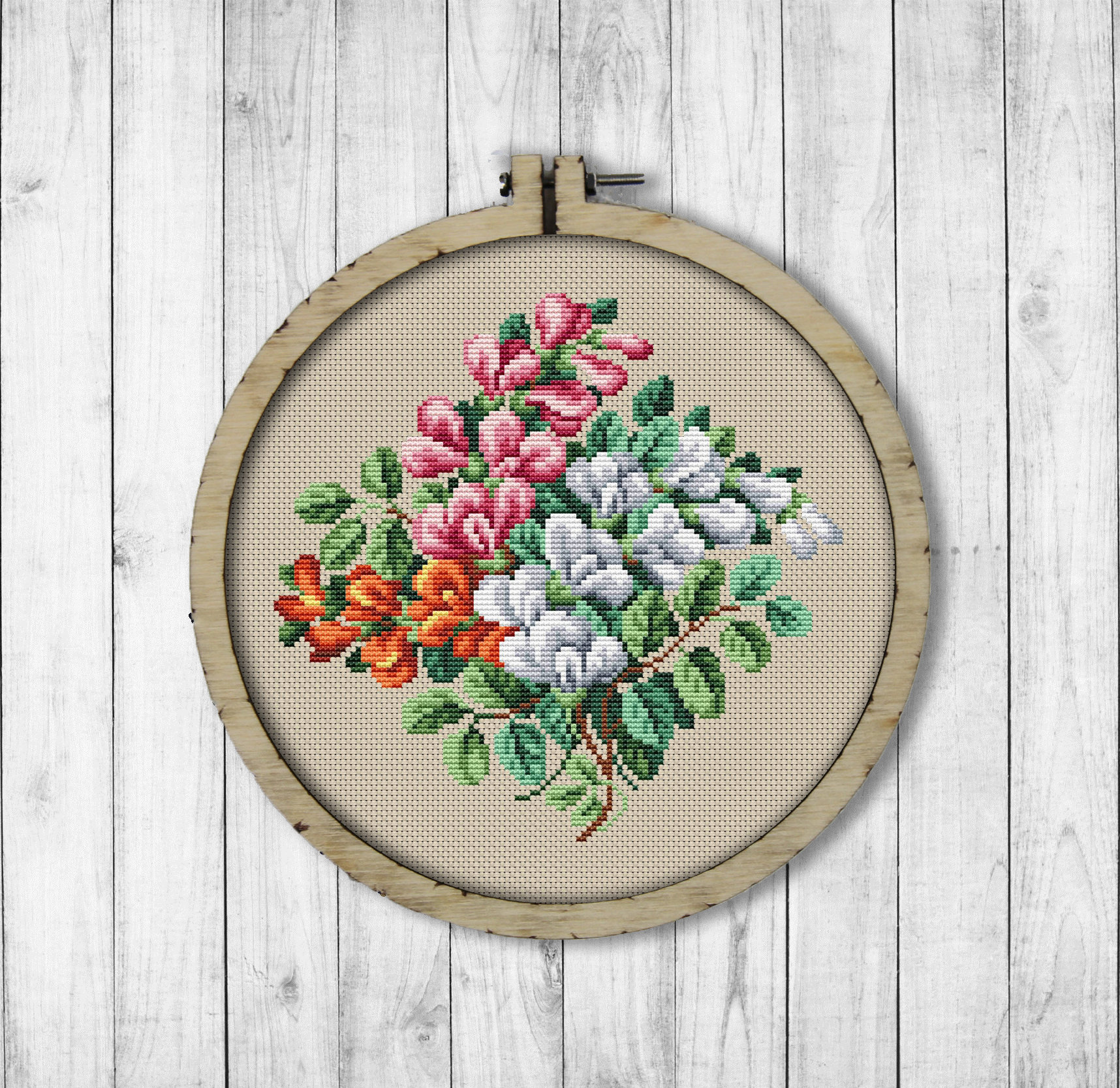 Vintage Pansy Wreath Cross Stitch Pattern PDF Berlin Woolwork Pattern Antique Needlepoint chart Victorian Flowers