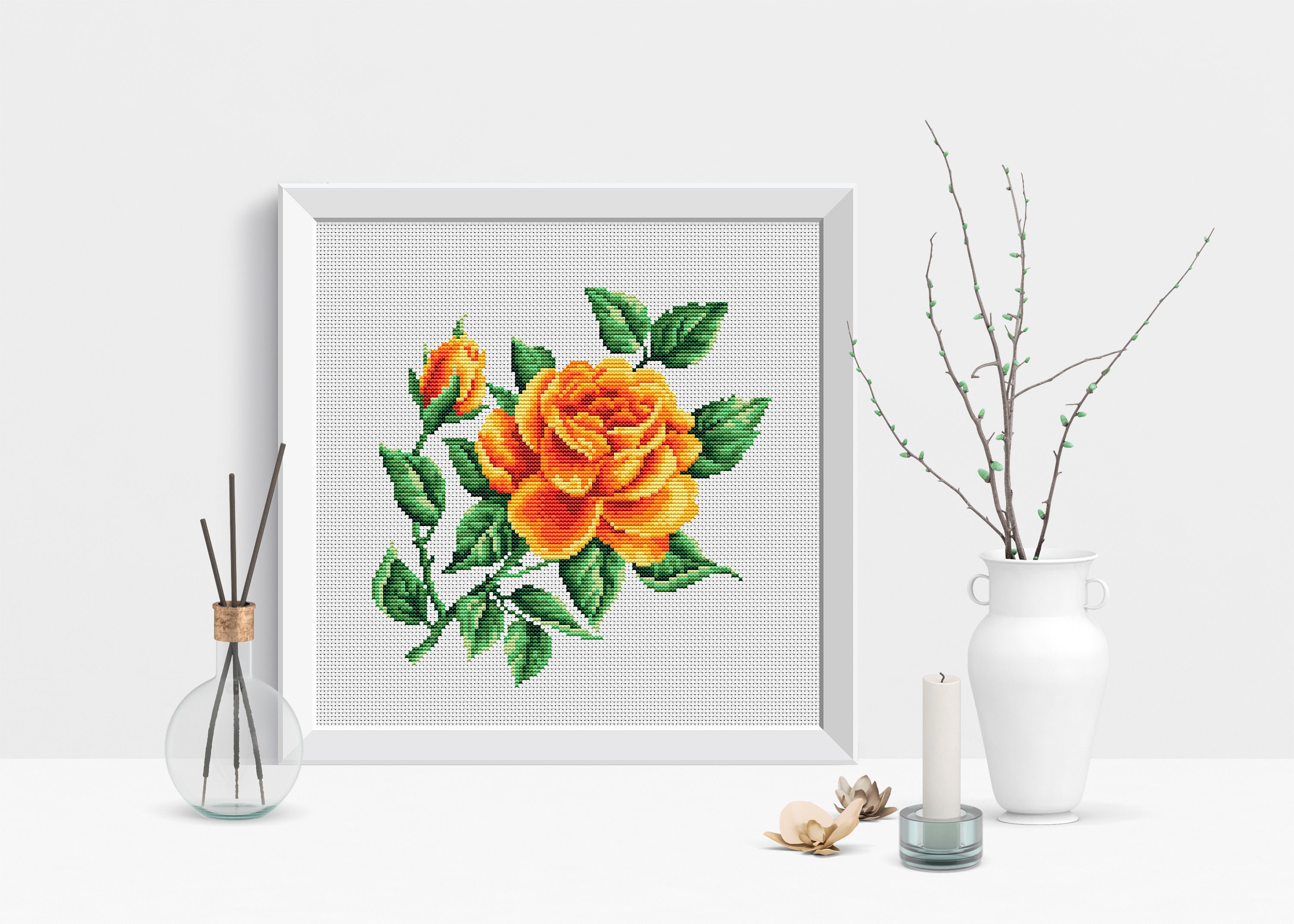 Modern Cross Stitch Pattern Rose Cross Stitch Pattern Flower | Etsy