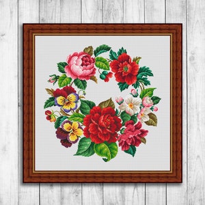 Vintage Wreath 5 Cross Stitch Pattern Flowers Cross Stitch - Etsy