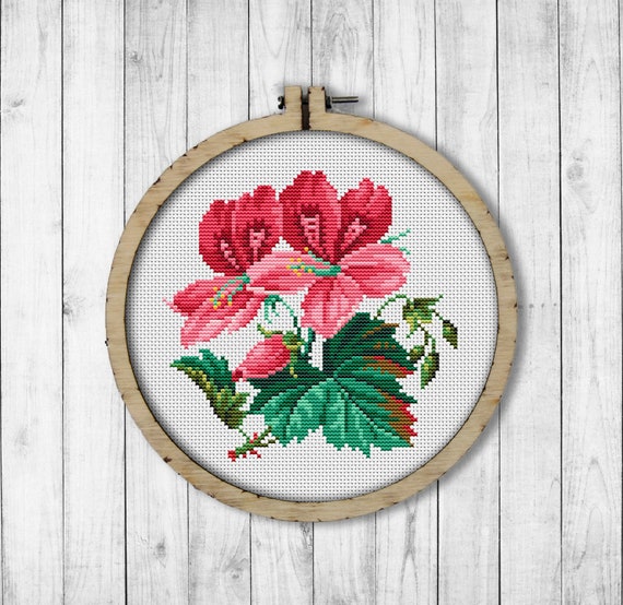 Vintage Flowers # 2 Cross Stitch Pattern, Flower Cross