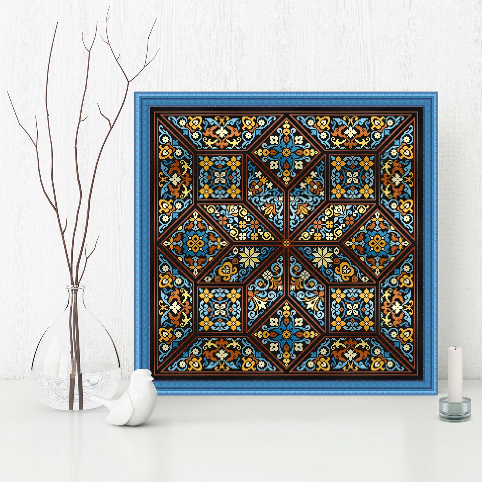 Cross Stitch Patterns Rectangular Sampler Cross Stitch Pattern Modern Cross Stitch Pattern Flower Cross ...