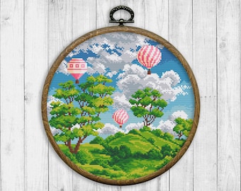 Nature Cross Stitch Pattern, Modern Cross Stitch Pattern, Summer