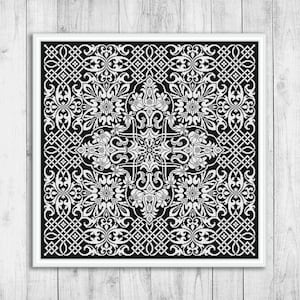 Sampler Cross Stitch Pattern, Modern Cross Stitch Pattern, Monochrome Cross Stitch Pattern, Flower Cross Stitch Pattern, Celtic Cross Stitch