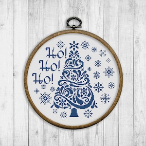 Kreuzstichmuster Weihnachten, Modernes Kreuzstichmuster, Feiertage Kreuzstichmuster, Weihnachtsbaum, Schneeflocken, Instant Download PDF