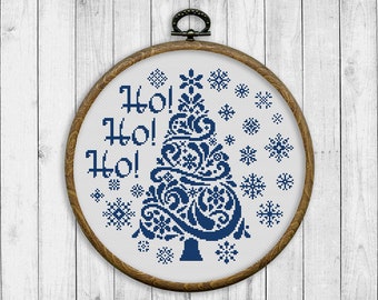 Christmas Cross Stitch Pattern, Modern Cross Stitch Pattern, Holidays Cross Stitch Pattern, Christmas Tree, Snowflakes, Instant Download PDF