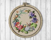Vintage Wreath 1 Cross Stitch Pattern, Antique Flowers Cross Stitch Pattern, Vintage Flowers, Flowers Wreath, Modern Embroidery Flowers