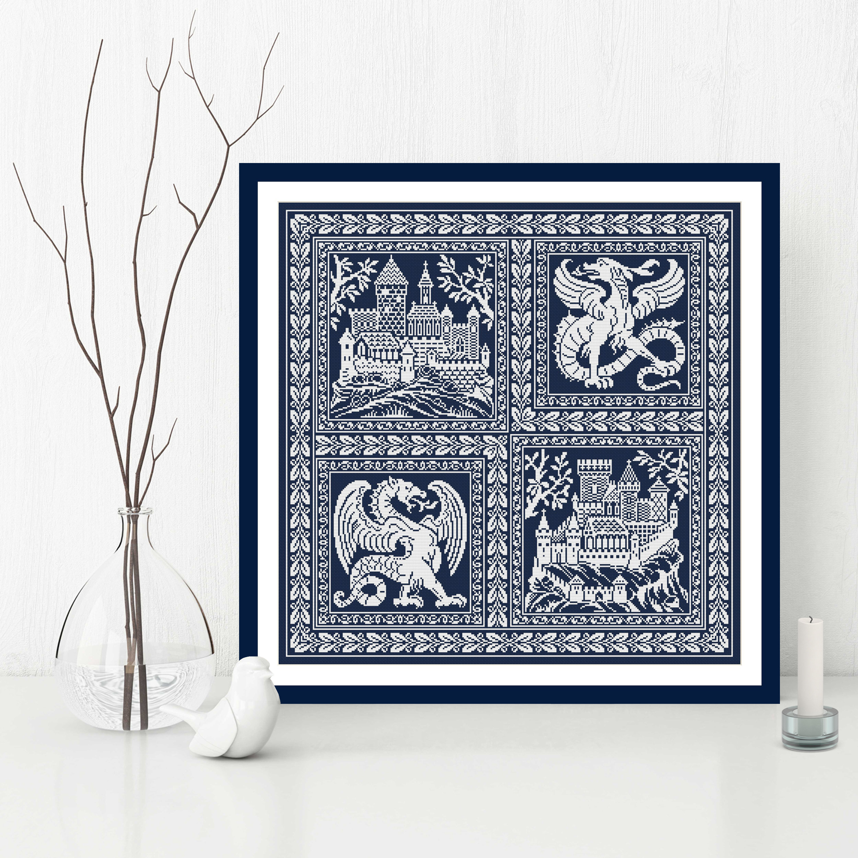 Cross Stitch Pattern Sampler Dragon Cross Stitch Pattern Etsy UK