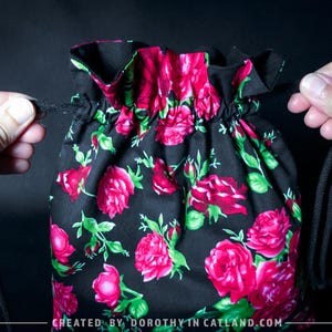 Drawstring Bag With a Rose Pattern - Etsy