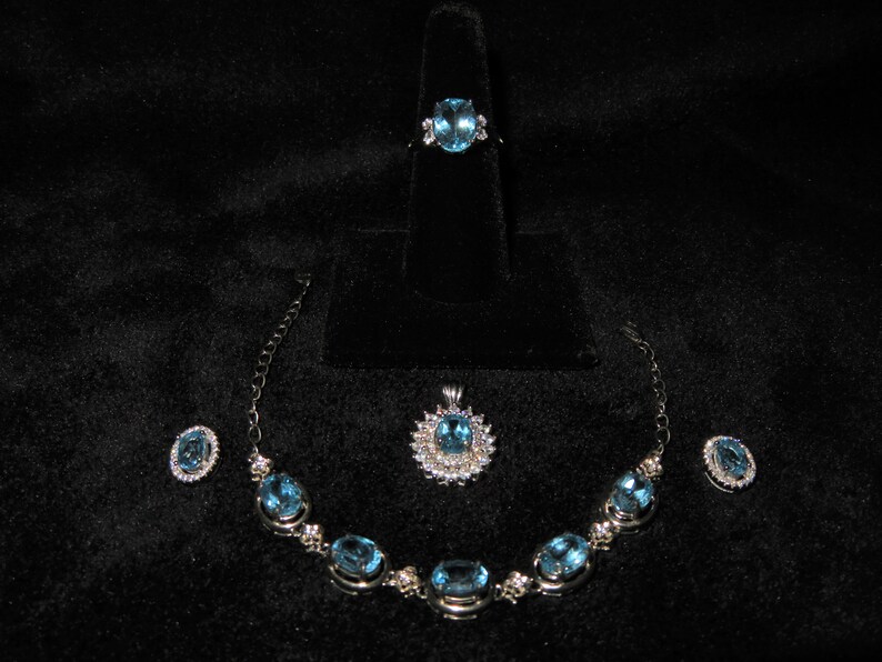 Details about   TBJ luxury blue topaz jewelry set for party 925 sterling silver real gemstone