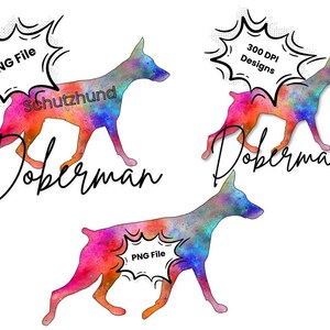 Schutzhund Doberman |Doberman 5 versions 300 dpi PNG image on t-shirt, mugs, tote bags and more. Print at your local shop! Digital Download.