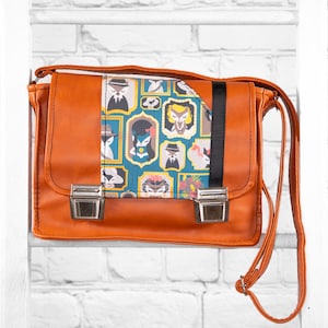 Sac cartable #hashtag. Sac cartable rouille. Sac à bandoulière fait main. Sac cartable chats. #4528