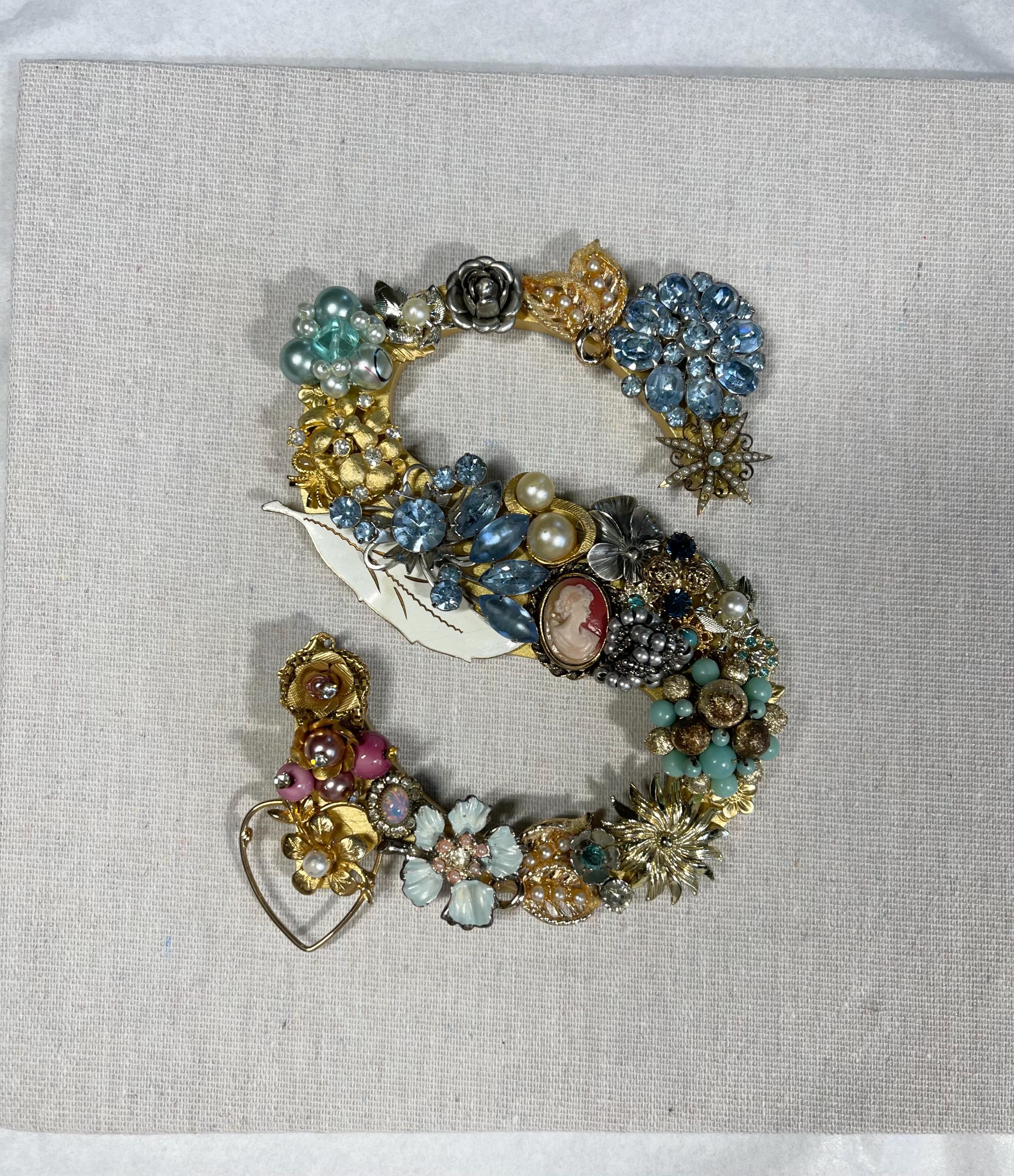 Vintage Jewelry Art Initial S in a Shadow Box - Etsy Vintage Jewelry Art Initial S in a Shadow Box - Etsy