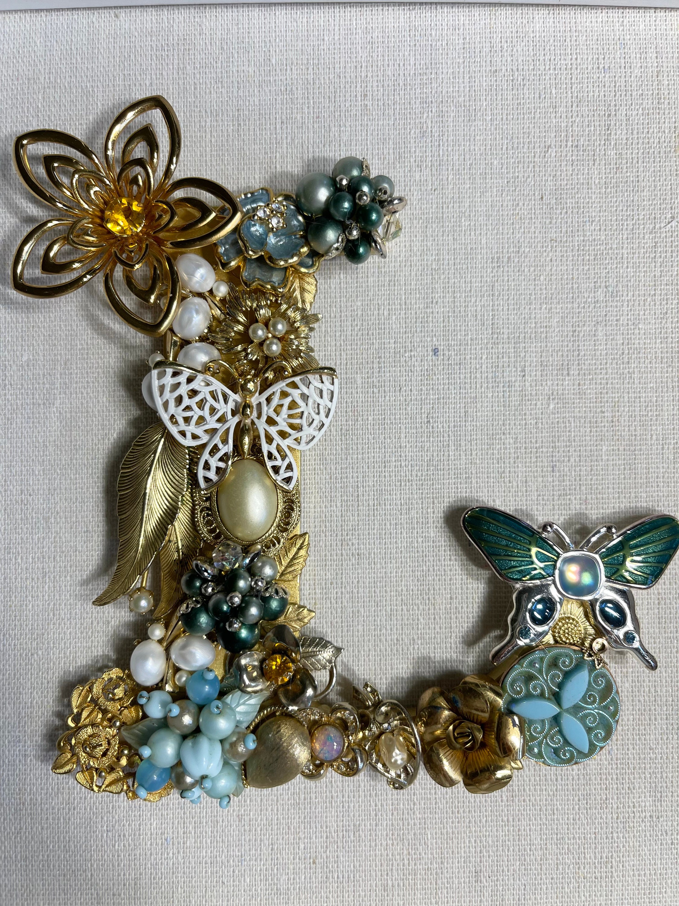 Vintage Jewelry Art Initial L in A Shadow Box - Etsy