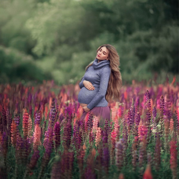 Summer Meadow Digital Background, Flower Field Background, Lupins, Nature, Meadow, Instant Download