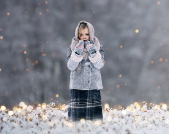 Christmas Digital Background, Winter Digital Backdrop, Fir Tree, Christmas Bokeh, Nature, Winter Forest, Instant Download