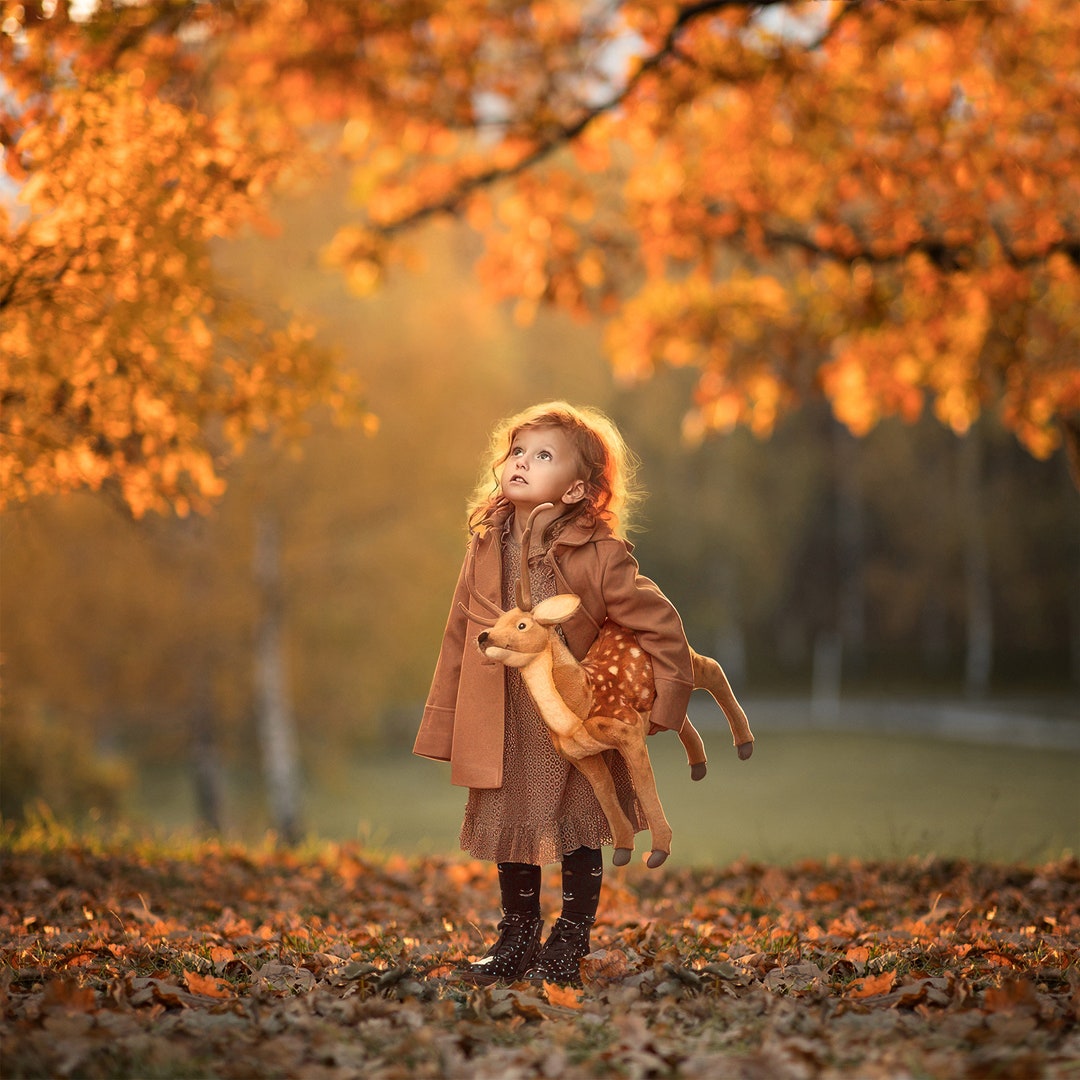 Fall Activity Background Golden Autumn Park Backdrop, Digital Background Fall, Orange Leaves ...