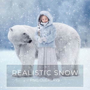 Realistic Snow Overlays, Winter Photoshop Overlays, Snowflakes, Dreamy Winter, Christmas Digital Backdrop, PNG, Instant Download